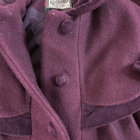 Rothschild Coat Girls 3T Vintage Purple Wool Cape Velvet Trim 90s Union Made USA - Picture 10 of 16